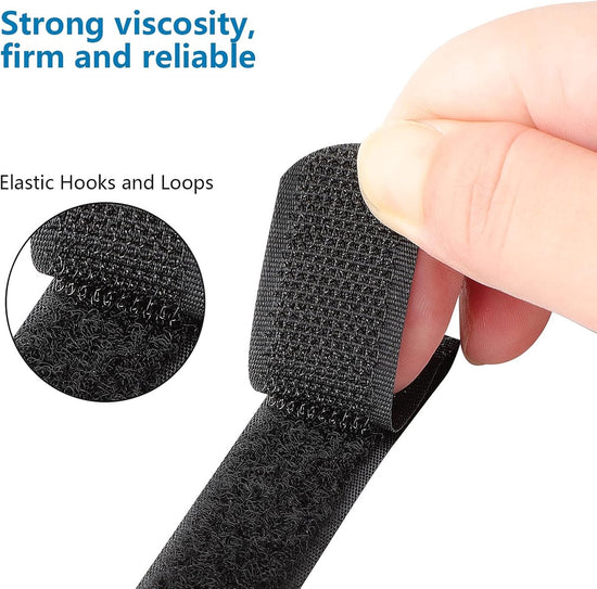 Cable organizer - 40 pieces - 200 x 2 mm - Black - Nylon - Velcro - Cable ties - Tie-wraps - Cable management - Cable ties Velcro - Cable holder - With plastic buckle - Adjustable