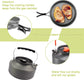 Cookware - 9-piece - for camping, outdoor, hiking, picnic, BBQ, foldable camping pans - safe and BPA - Suitable for 2-3 people camping pan set