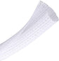 Cable Sleeve - 2m - Diameter 19MM - Cable Management - Braided Cable Sheathing - Cable Protector - Stretchable - Cuttable - PET - White - For TV / Computer / Home Theater / Engine Compartment