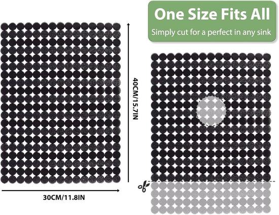 Sink mat - 2 pieces - 30x40cm - Sink insert - Rectangular - Dot design - Sink protection - Black - PVC - Sink mat - Sink mat - Washbasin mat