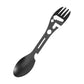 Stainless Steel Spoon and Fork - 10-in-1 Multi-Tool - Works as a combination spoon, fork, knife, bottle opener and wrench - Ideal for picnics, travel, backpacking, hiking and fishing - Black