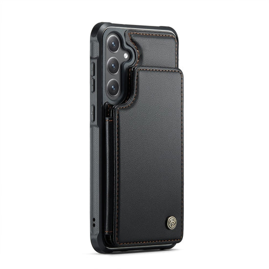 Compatible with Samsung Galaxy S25 Case with RFID Protection and Stand in Black