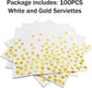 Napkins 100-pack, white and gold napkins Gold napkins Napkins