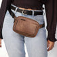 Women Black Crossbody Waist Bag PU Leather Belt Bag Travel Bag