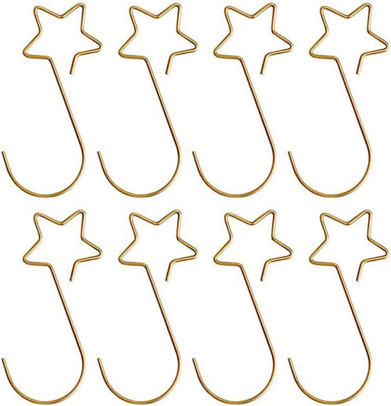 Gold Star Christmas Tree Baubles Hooks, 100 Pack for Decoration