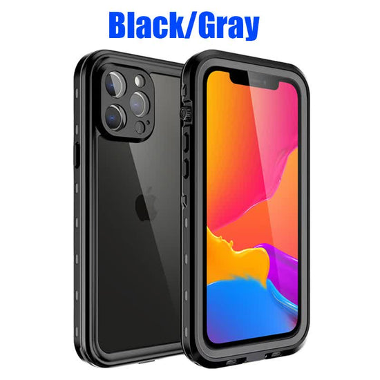 Waterproof Case for iPhone 15 14 13 12 11 Pro Max XS Max XR 7 8 IP68 Diving Swimming Transparent Black