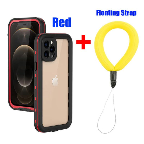 Waterproof Case for iPhone 15 14 13 12 11 XR XS Max 8 7 Pro Max Compatible with iPhone RedPepper Transparent IP68 Diving Swimming Protection with Strap