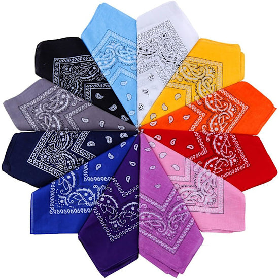 12 Pack Bandana Scarf 54x54cm Unisex Handkerchief 12 Colors