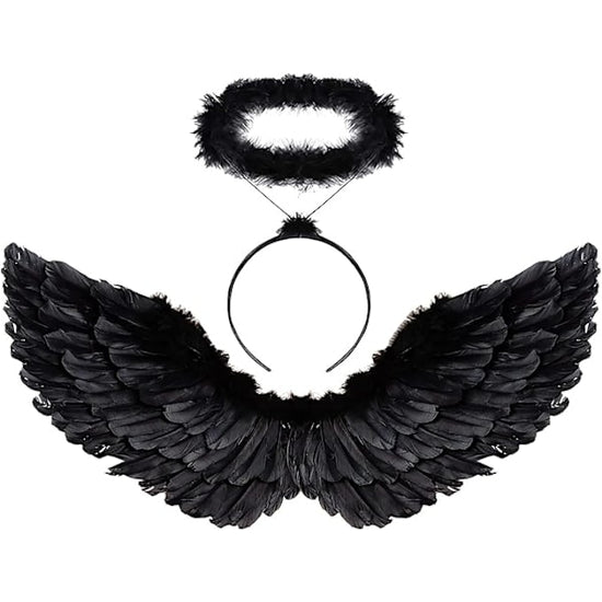 Halloween Devil Feather Wings for Kids Black Costume Accessories