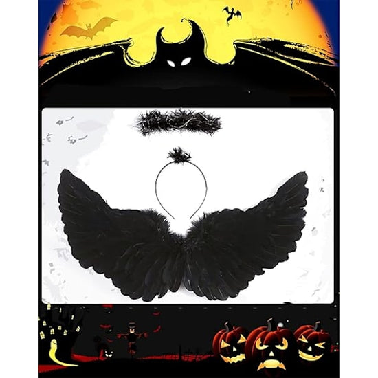 Halloween Devil Feather Wings for Kids Black Costume Accessories