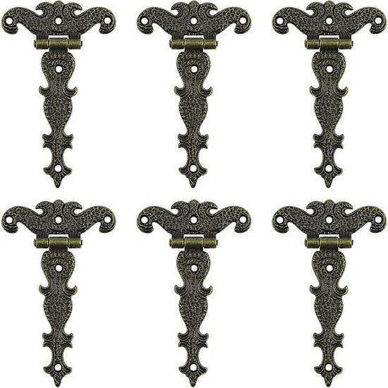 Antique Hinges Bronze Decorative Retro Carved Cabinet Hinges For Doors Cupboard Jewelry Box 6 pcs
