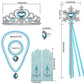 Elsa Cosplay Costume Set with Princess Dress, Gloves, Crown, Wand, Jewelry, Wig, Necklace, Braid