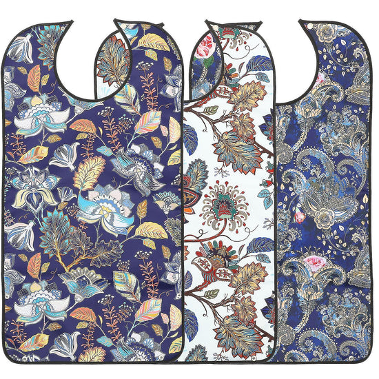 3 Pcs Adult Decorative Bibs with Adjustable Strap for Seniors Elderly