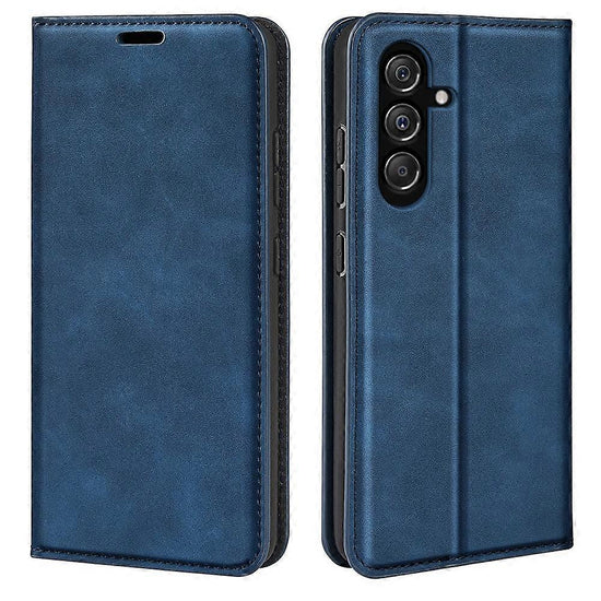 Compatible with Samsung Galaxy M34 5G Phone Case Retro Skin Magnetic Leather Dark Blue