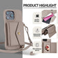 iPhone 14 Pro Case Horizontal Card Pocket Litchi Texture Long Cord Grey