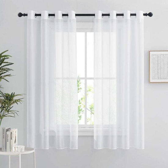 White Sheer Curtains Set of 2 132x160 cm Organza Tulle Eyelets Transparent Light Filter for Bedroom Kitchen