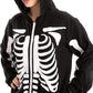 Unisex Skeleton Onesie Pajamas Plush Skeleton Jumpsuit Zipper Halloween Hoodie Pajamas for Adults Sleepwear Costume Black XL