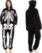 Unisex Skeleton Onesie Pajamas Plush Skeleton Jumpsuit Zipper Halloween Hoodie Pajamas for Adults Sleepwear Costume Black XL
