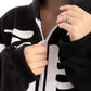 Unisex Skeleton Onesie Pajamas Plush Skeleton Jumpsuit Zipper Halloween Hoodie Pajamas for Adults Sleepwear Costume Black L