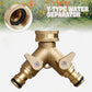 2-way brass tap connector, with single valves, yellow