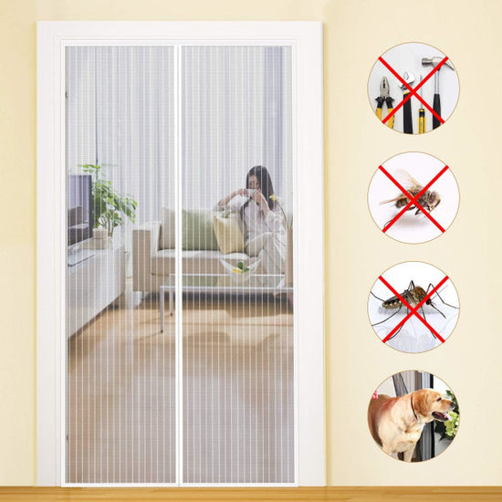 Mosquito Net Door Magnetic Fly Screen Anti-mosquito MYCARBON 80X200CM White
