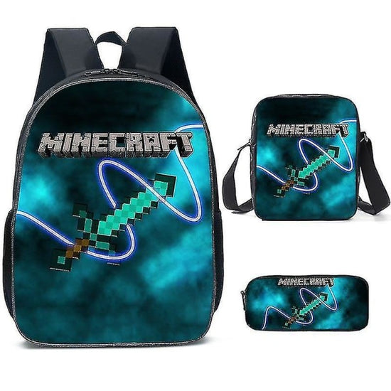 Minecraft School Bags for Elementary and High School Minecraft Game Peripheral Backpack in Three Sets K