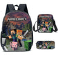 Minecraft School Bags for Elementary and High School Minecraft Game Peripheral Backpack in Three Sets K