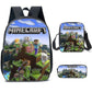 Minecraft School Bags for Elementary and High School Minecraft Game Peripheral Backpack in Three Sets K