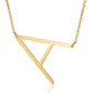 Gold Side Block Shaped Initial Letter Necklace for Women Stainless Steel English Letter AA