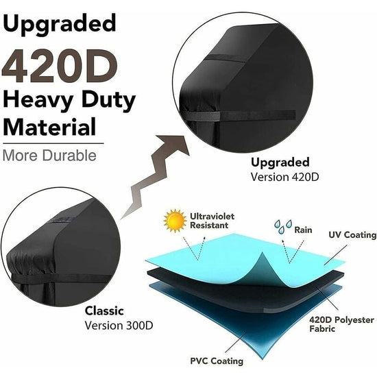 Waterproof Windproof Tear-Proof Grill Cover with Storage Bag and Straps 145x61x117cm