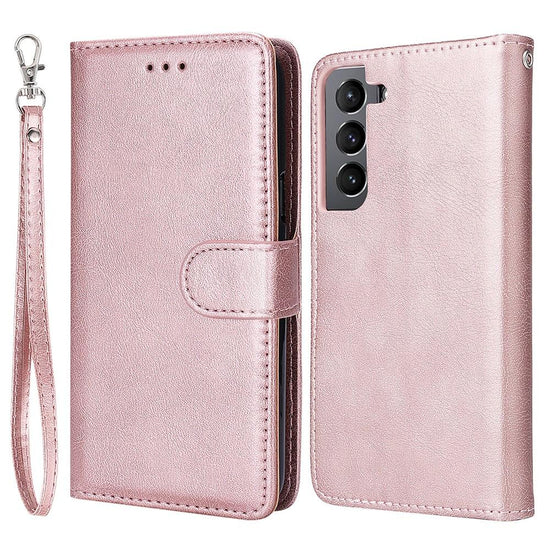 Compatible withSamsung S22 Magnetic 2-in-1 Phone Case Wallet Pink Pink Gold
