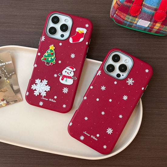 Compatible with Apple iPhone 16 Pro Max Case 3D Christmas Frosted PC Hybrid TPU Cover
