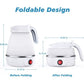 Foldable Electric Travel Kettle with Detachable Cord Silicone Collapsible Kettle