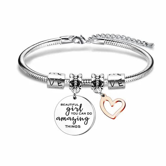 Girls Inspirational Charm Bracelet Gift for Women and Girls Pendant Bracelet You Can Do Amazing Things