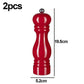 Wooden Pepper Mill Salt and Pepper Shaker with Adjustable Ceramic Rotor 2pcs Red
