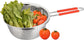 Stainless Steel Perforated Metal Colander Strainer with Long Red Handle Sieve Sifters Use for Kitchen Food Pasta Noodles Spaghetti Vegetables Silver - 7.9inch