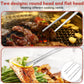 Kitchen Tongs, 2 Pieces BBQ Tongs with Serrated Tips, Kitchen Tongs, Stainless Steel, Long Tong, Professional Multi-Function, Straight Precision Tongs for Meats, Pasta Lining