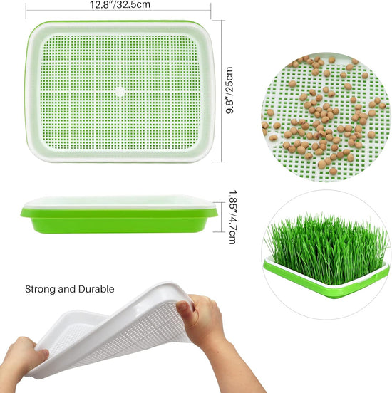 8-Pack Seed Sprouter Tray Microgreens Growing Trays BPA Free Seed Germination Propagation Soil-Free Wheatgrass Bean Nursery Tray with Planting Paper for Indoors or Outdoors