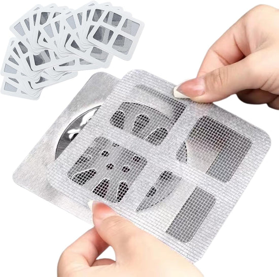 Disposable Hair Drain Stickers, 4" X 4"Disposable Shower Floor Drain Sticker, Disposable mesh Cover Sewer Filter Screen for Bathroom, Laundry,Sink,Tub,and Kitchen (30pcs)