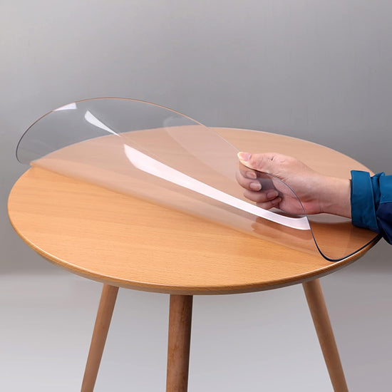 Indoor Outdoor Heavy Duty Premium Clear Transparent Round Fitted PVC Tablecloth, Round Waterproof Table Cover,Wipeable,Clear Plastic Tablecloth Protector (1.5mm,Dia.20in/50cm)