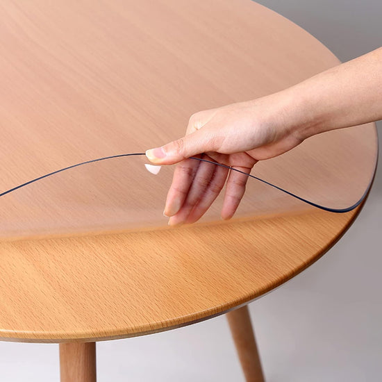 Indoor Outdoor Heavy Duty Premium Clear Transparent Round Fitted PVC Tablecloth, Round Waterproof Table Cover,Wipeable,Clear Plastic Tablecloth Protector (1.5mm,Dia.20in/50cm)