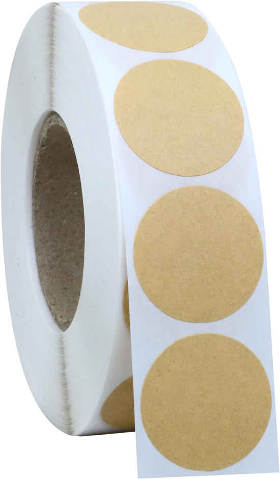1000PCS Kraft Circle Stickers, 1 Inch Round Blank Garage Sale Price Stickers, Kraft Coding Tag Labels, Brown Natural Envelope Seals for Home, Classroom, Jam, Canning Jar Labels