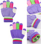 6 Pairs Kids Anti-Skid Magic Gloves, Multicolor Winter Warm Full Finger Mittens Stretchy Knitted Gloves for Kids Boys and Girls