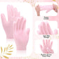 2 Pairs Silicone Gloves for Dry Cracked, Silicone Moisturizing Gloves for Women, Hand Care Silicone Gloves, Spa Gel Gloves Hand Care After Pedicure Silicone Gloves - Pink & White