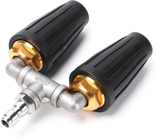 Dual Turbo Nozzle Pressure Washer, 360° Rotating Turbo Nozzle For Power Washer with 1/4"" Quick Connector, 2.5 Orifice Twin Turbo Nozzle, 4-6 GPM, 4000 PSI Max(Black), SP02-N02Black