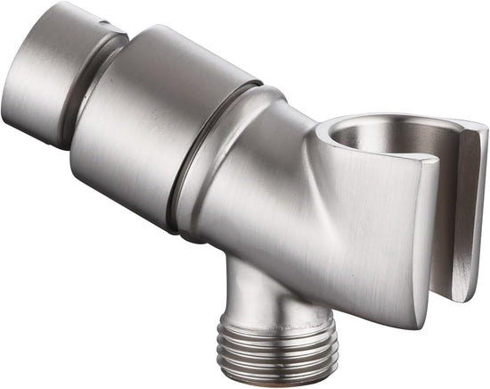 All Metal Handheld Shower Head Holder - Adjustable Brass Mount with 360 Degree Swivel Pivot Ball for Universal Shower Arm and Shower Hose Chrome Plated (Nickel)