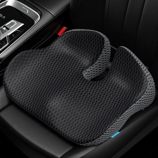 Wedge Car Seat Cushion for Driving, Innovative Seat Cushion with Honeycomb Gel & Memory Foam for Enhanced Breathability & Support, Car Cushions for Hip Pain Relief, Improve Vision/Posture, Black