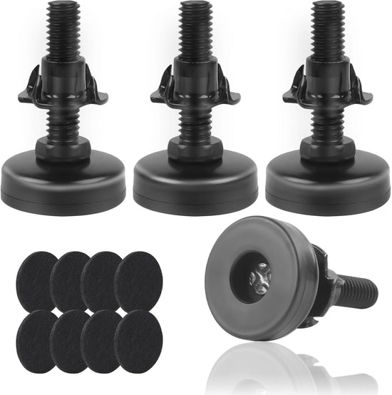 3/8" Thread Furniture Feet Levelers, Adjustable Furniture Feet Screw in with Threaded Inserts, Heavy Duty Leveling Feet Screw On Furniture Leveling for Table, Cabinets, Chair, Sofa, 4 Pack, Black