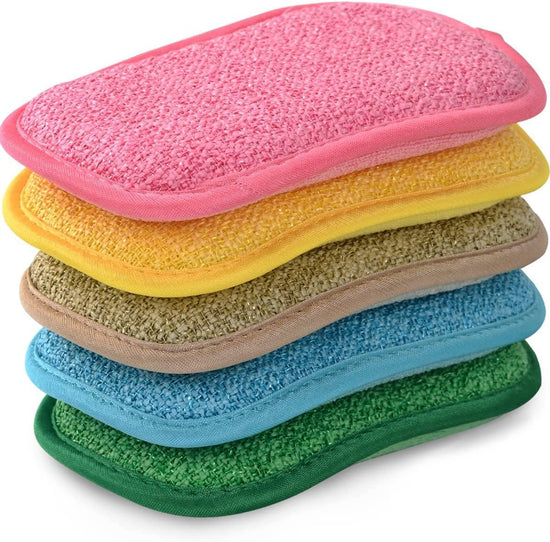 Multipurpose Kitchen Scrub Sponges, Heavy Duty Cleaning Non-Scratch Scrub Sponge, Reusable Microfiber Sponge for Household Cleaning, Random Colors (Multicolour)
