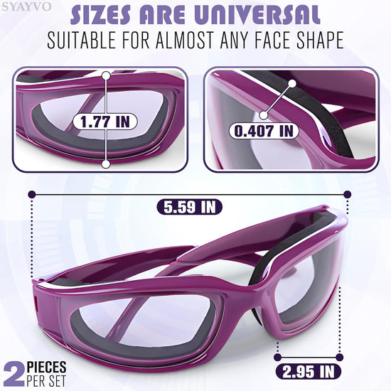 Onion Cutting Goggles Safety Glasses for Women - 2Pcs Onion Goggles for Women Dust Goggles Adult Airsoft Eye Protection Glasses - Kitchen Accessories purple onions Eye Goggles for Dust Protection